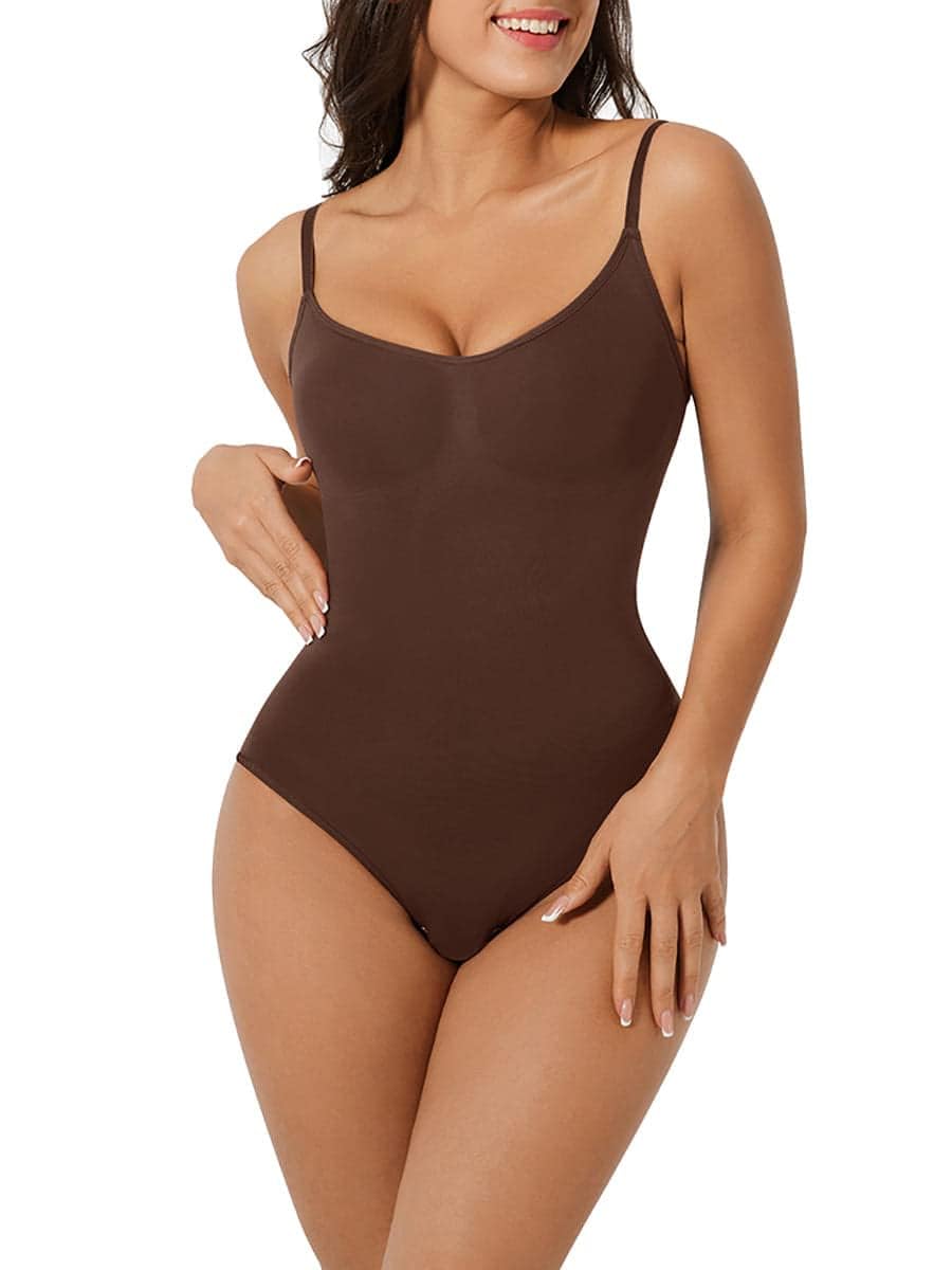 Seamless Bodyshaper Bodysuit for Women - Full Body Shapewear Body Sculpting Suits Sleeveless Round Neck