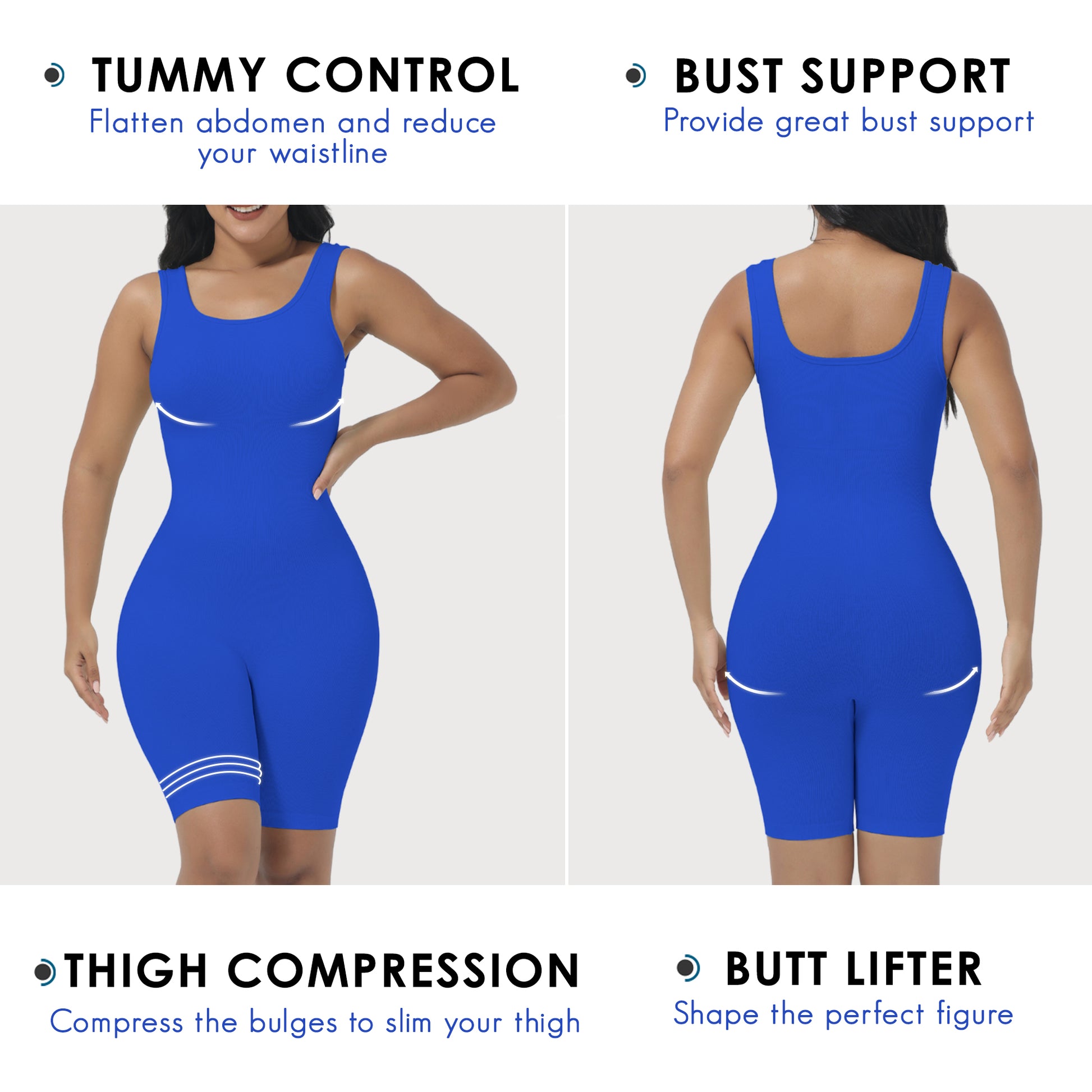 Shapewear Bodysuit for Women Tummy Control Tops Crew Neck Short