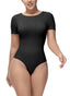 Bodysuit for Women Tummy Control Tops Crew Neck Short Sleeve Bodysuit Thong Sculpting with Removable Padding