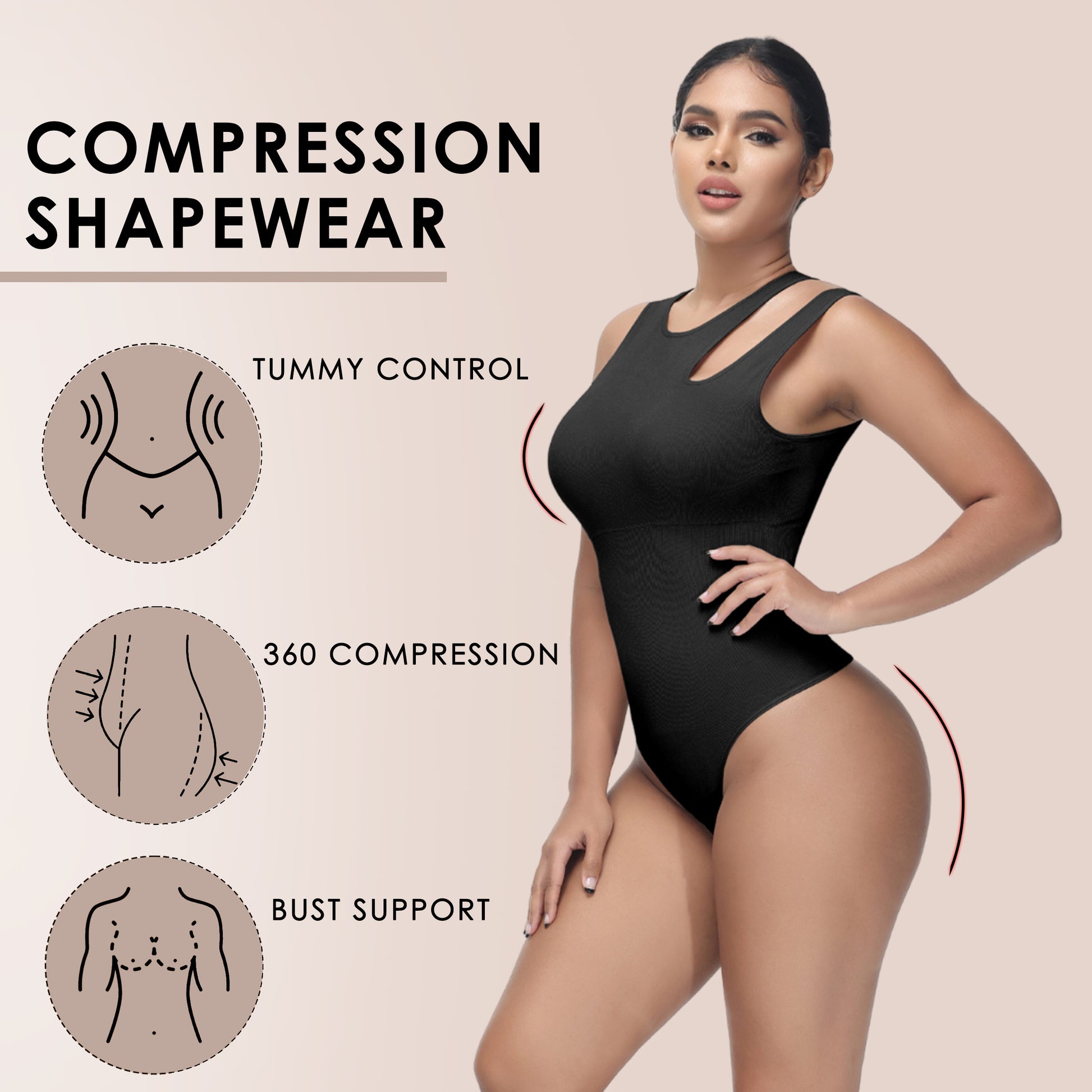 Shapewear Bodysuit for Women Tummy control Tops Cutout Sleeveless
