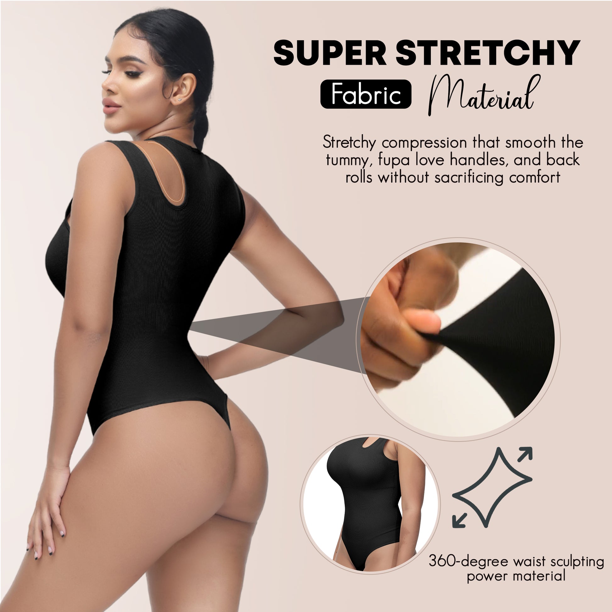 Women Shaping Bodysuit Soft High Cut Long Sleeve Cutout Tank Thong