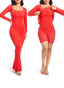 Built in Shaper Dress Long Sleeve Square Neck I Maxi Dresses with Tummy Control and Boobs Lifter Bodycon Shapewear Dress