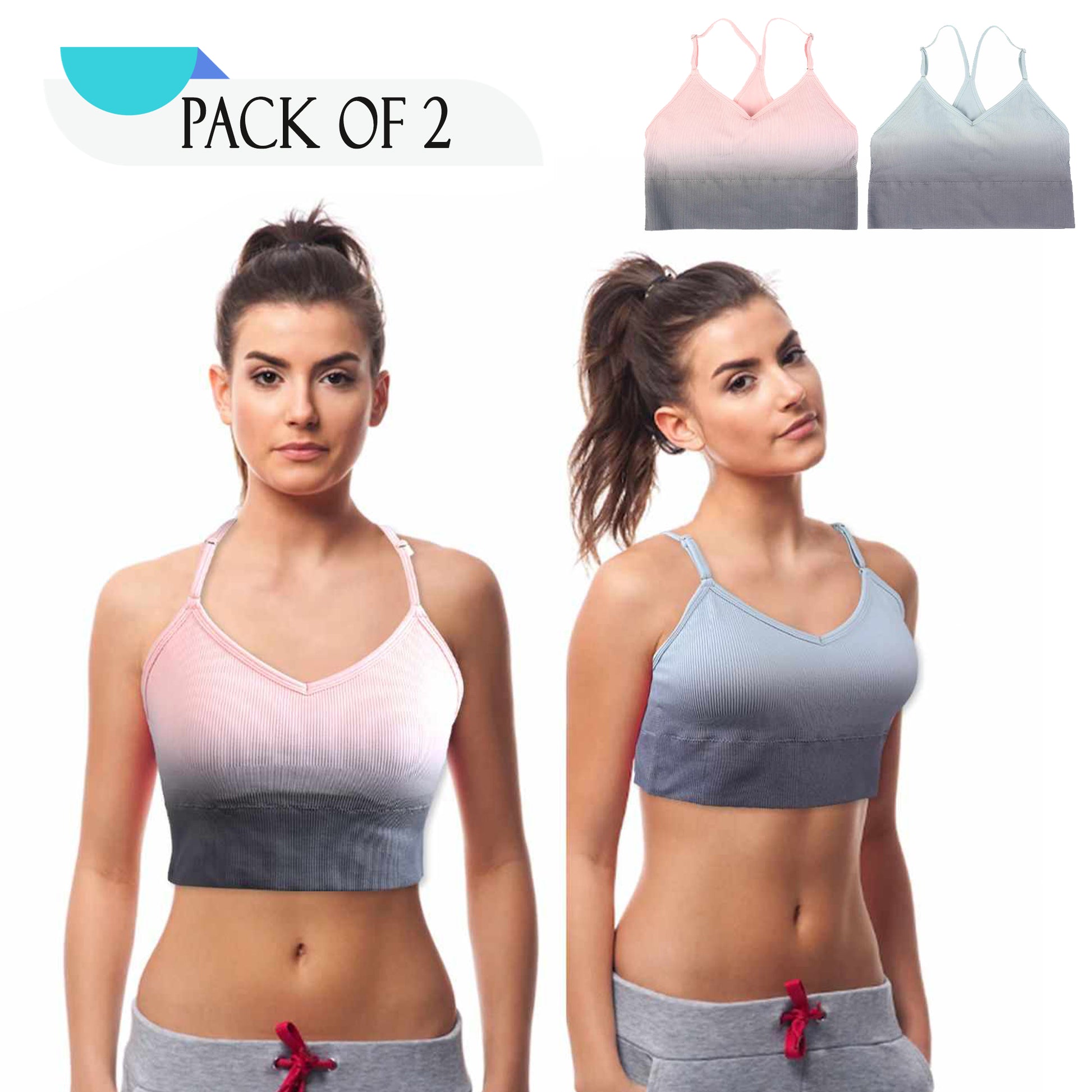 2 Pack Crop Tops Bralette For Women Tank Adjustable Camisole with remo –  SOOSLICK