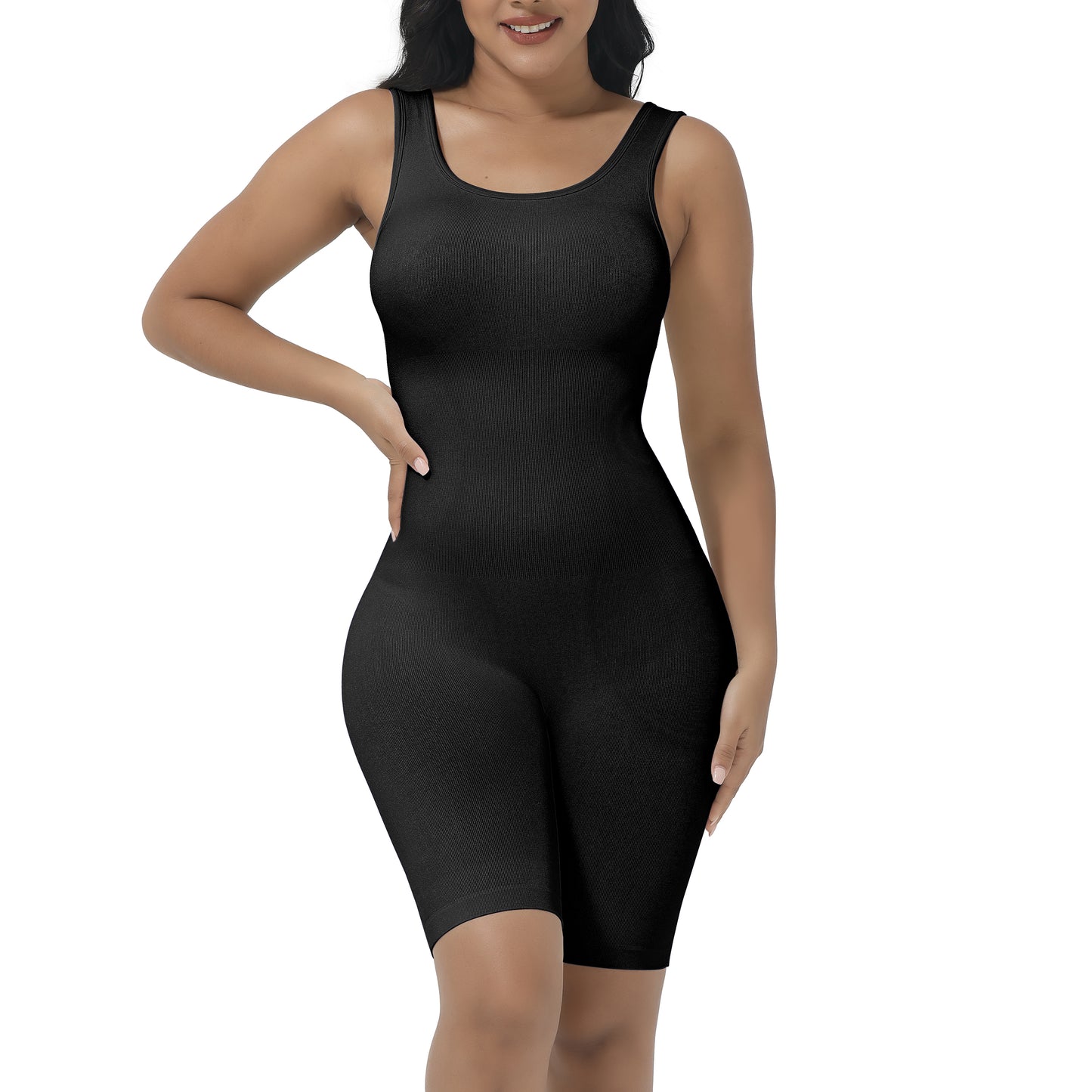 Ribbed Solid Color Tummy Control Sleeveless Seamless Jumpsuit