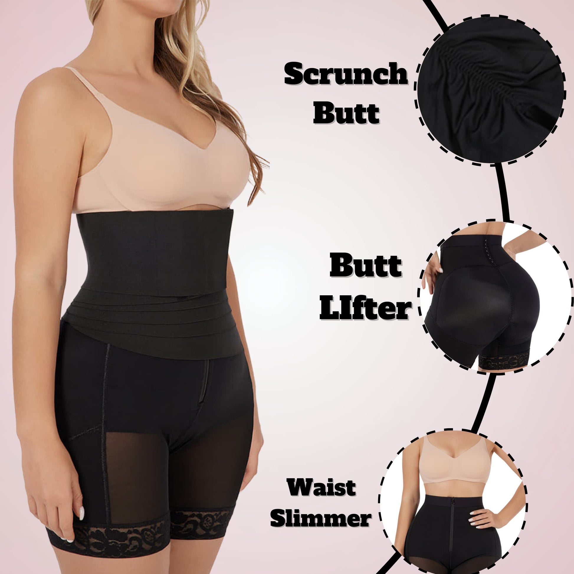 High Waist Trainer Shorts With Scrunch And Butt Fajas For Tummy