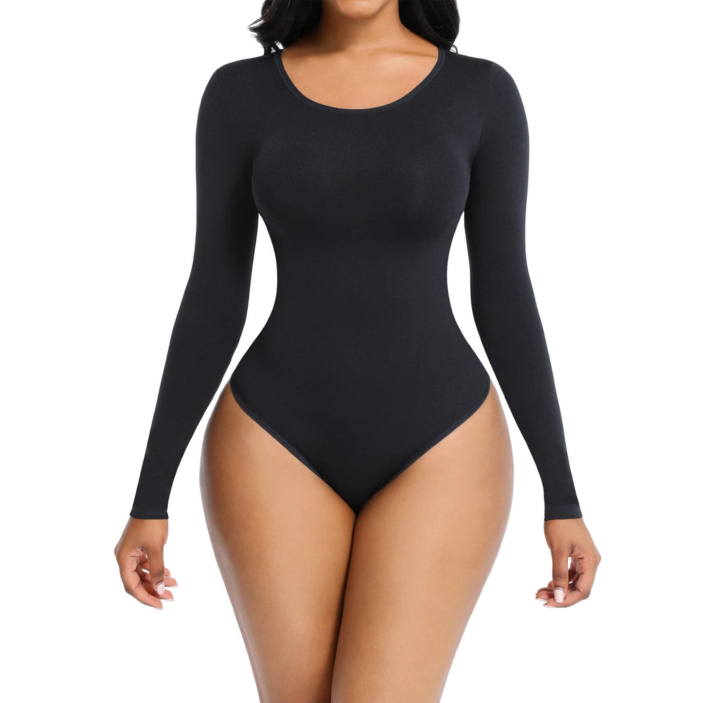 Soo slick Bodysuit for Women - Long Sleeve Crew Neck Thong Body Shapin –  SOOSLICK