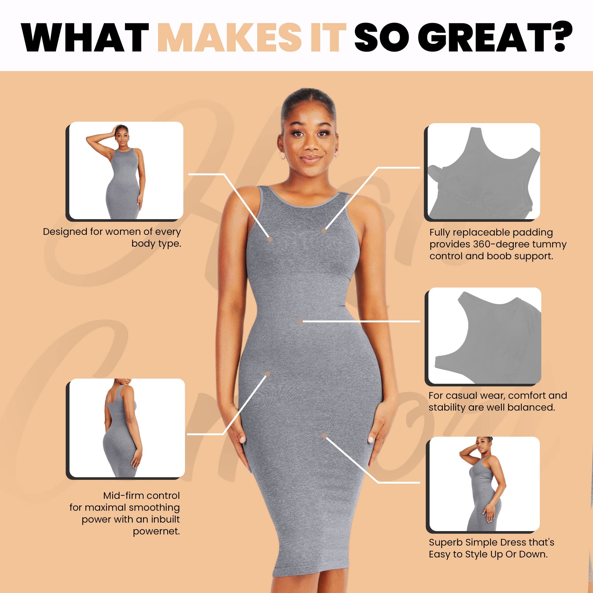 Bodysuit for Women Tummy Control - Shapewear Racerback Top