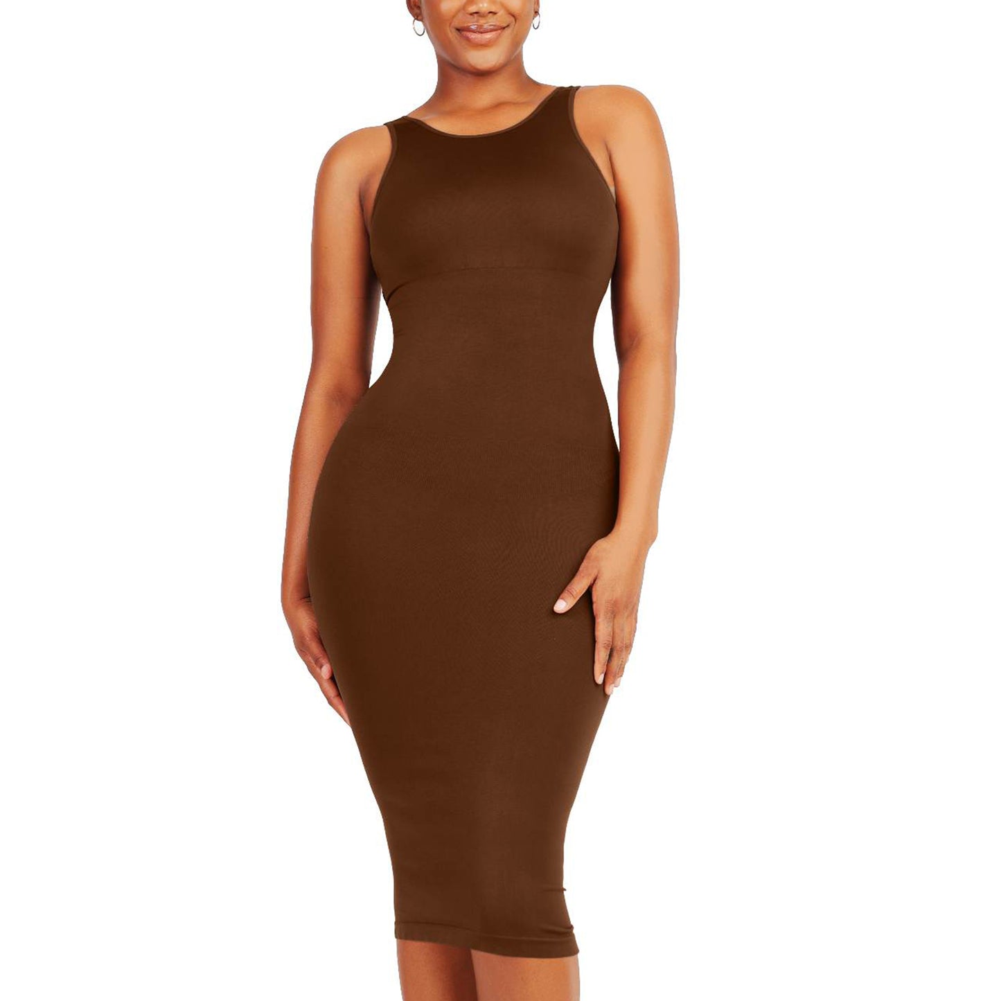 Dresses for Women 2023 Tummy Control Shapewear I Midi Sleeveless High Neck  Sculpting Dress Body Shaper