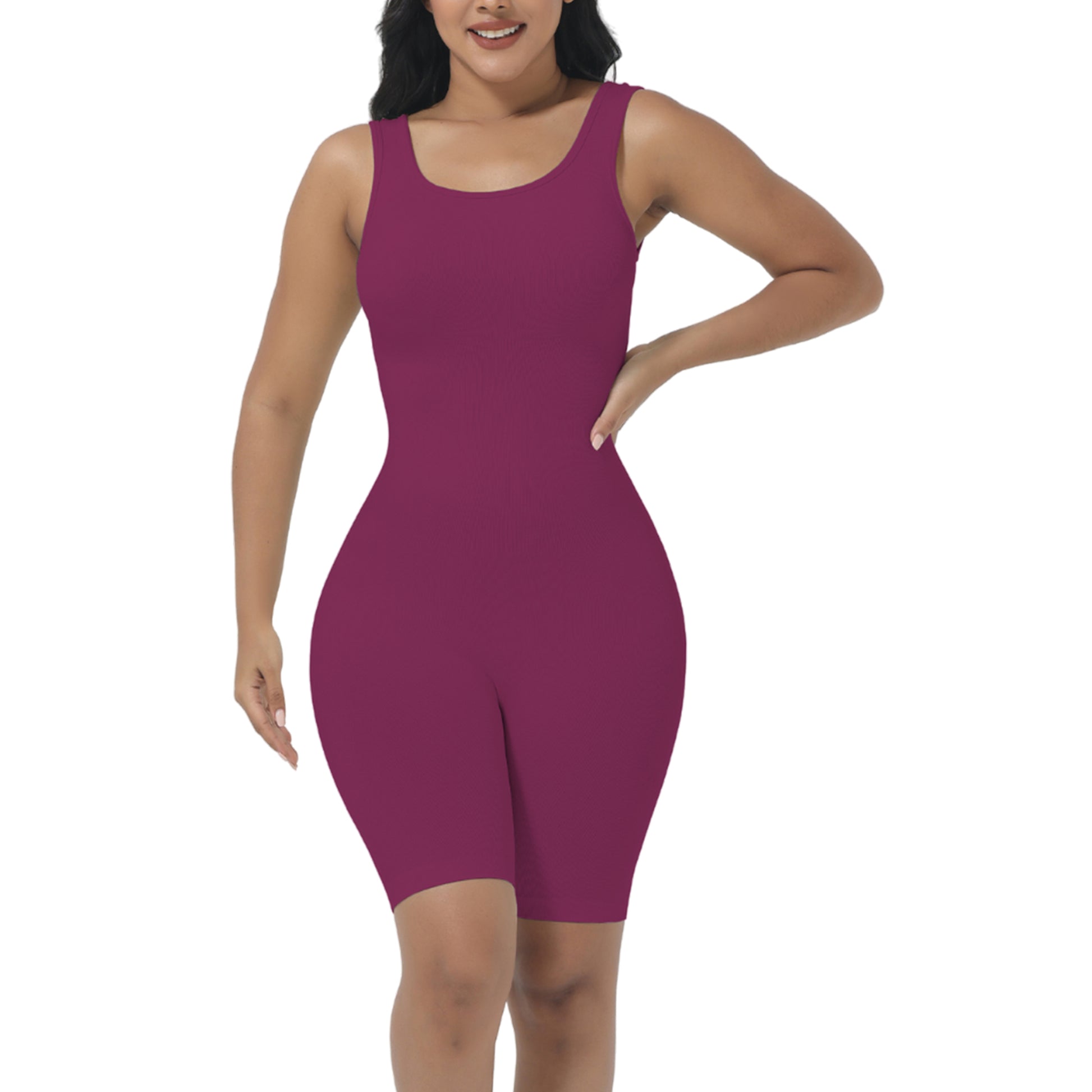 Jumpsuits for Women Tummy Control Seamless Ribbed Square Neck Playsuit –  SOOSLICK